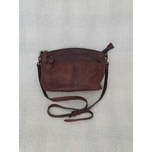 HESHE Brown Leather Crossbody Bags Purses Women Medium Functional Multi Pocket